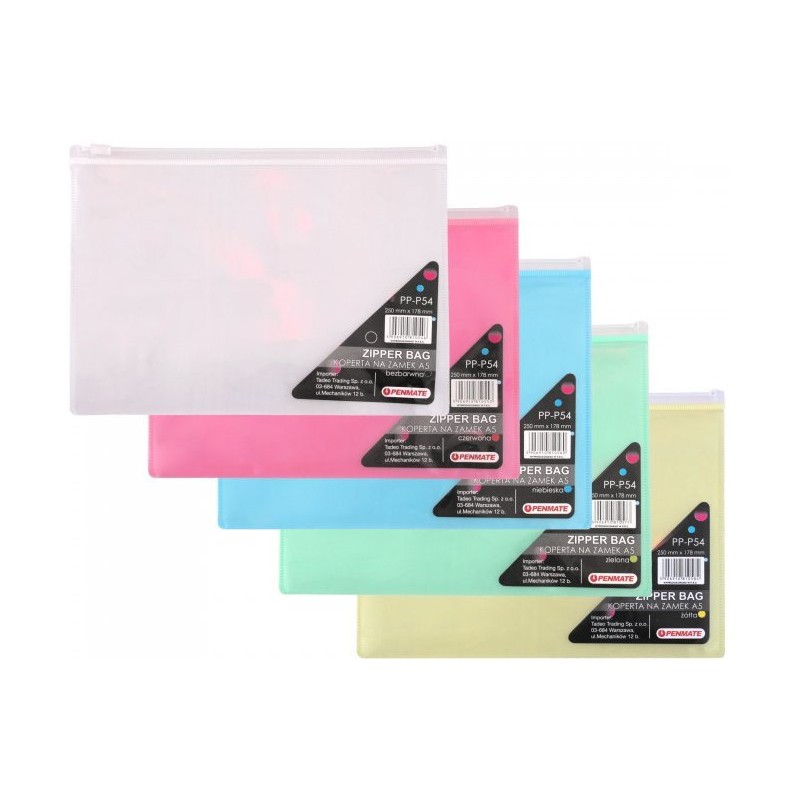 Koperta na zamek z PP A5 żółta TT6699 PENMATE