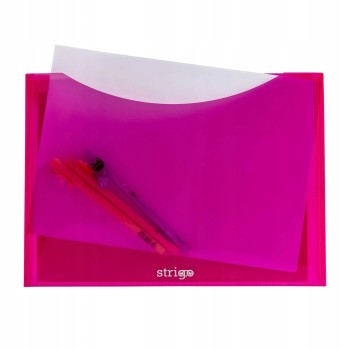 Teczka kopertowa PP A4 pozioma różowa 2kiesz. SF006 STRIGO