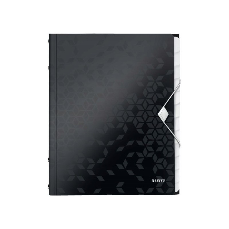 Teczka z gumką 12 przegródek A4 200k czarna 46340095 LEITZ WOW