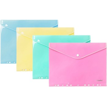 Teczka kopertowa A4 wpinana do segregatora PP 10 sztuk mix pastelowy TKZP-A4 BIURFOL