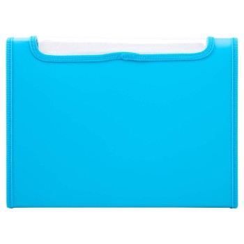 Teczka harmonijkowa z gumką 13-przegródek okno PVC RIO niebieska 38128 BLUE DELI