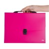 Teczka z rączką czarną A4 7-przegródek RIO różowa EB40202 PINK DELI