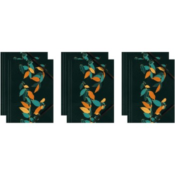 Teczka kartonowa A4 z gumką narożną LIŚCIE NA CZARNYM TLE BT601-B1 TETIS