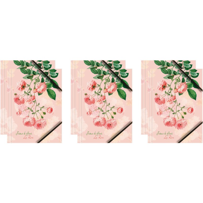 Teczka kartonowa A4 z gumką narożną RÓŻE NA RÓŻOWYM TLE BT601-D2 TETIS