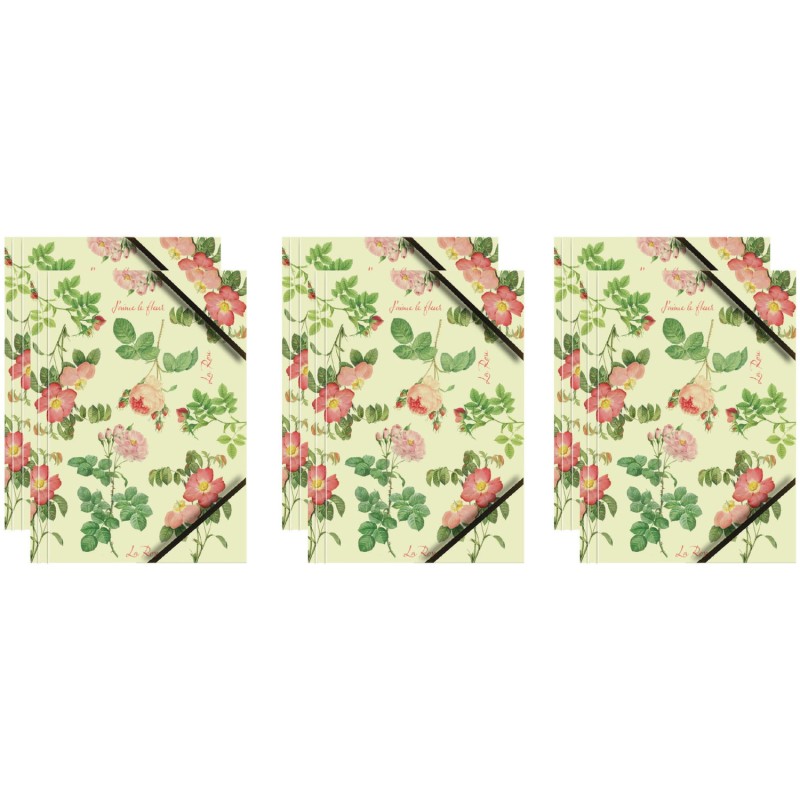 Teczka kartonowa A4 z gumką narożną RÓŻE NA JASNO-ZIELONYM TLE BT601-D3 TETIS