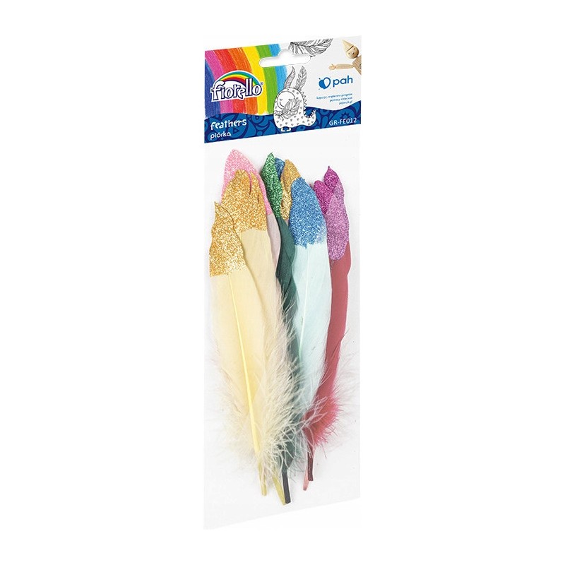 Piórka kolorowe z brokatem 10-15cm (10) GR-FE012 FIORELLO 170-2617
