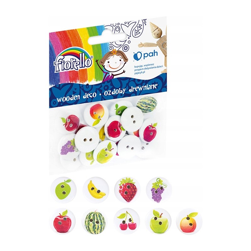 Ozdoby drewniene FIORELLO GR-WD607 guziki owoce (20) 170-2519