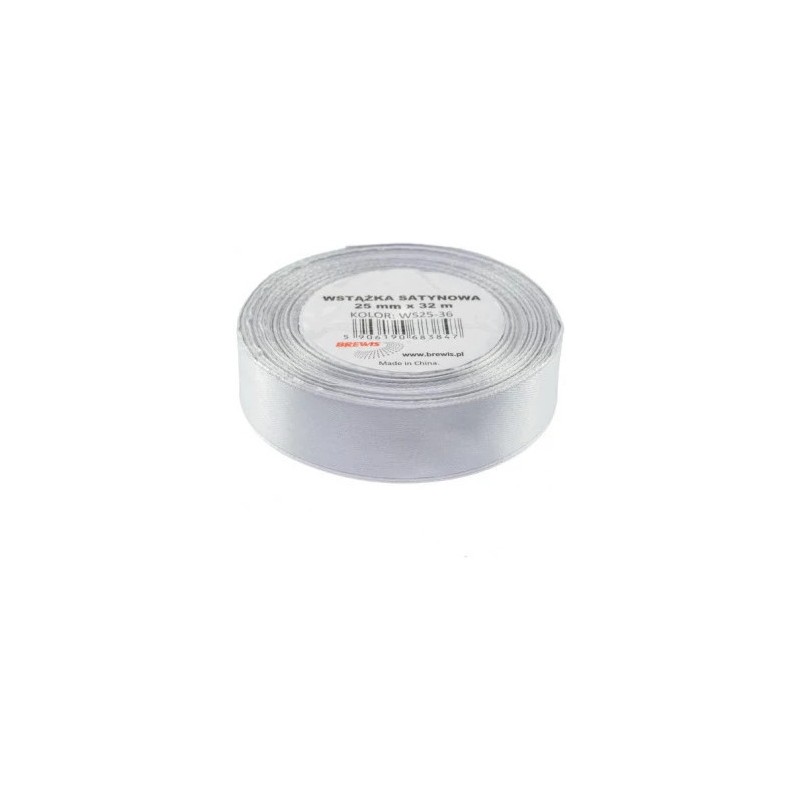 Wstążka satynowa 25mm/32m szary/platynowy BREWIS