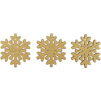 Drewniane płatki śniegu 30mm złote 8szt. 486035 TITANUM