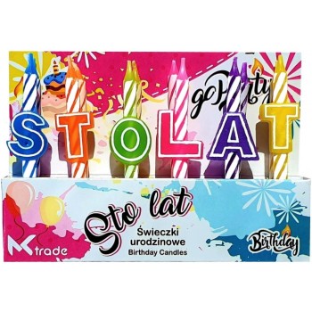 Świeczki urodzinowe kolorowe STO LAT SH-096 GO PARTY