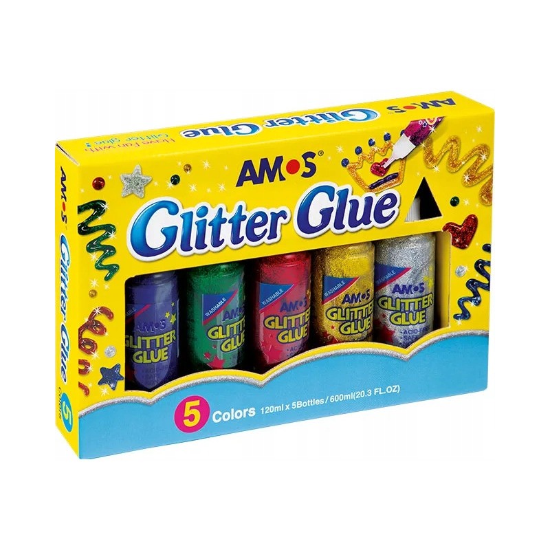 Klej AMOS 120ml brokat (5kol) GCL120P5 170-1881