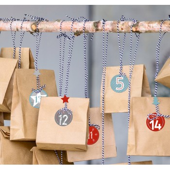 Naklejki papierowe ze srebrnymi tłoczeniami, na ark. A5 - numerki adwentowe Z-Design 54617