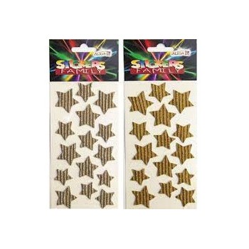 Naklejki gwiazdki z brokatem (12) kolor złoty lub srebrny NKX-5719 ALIGA