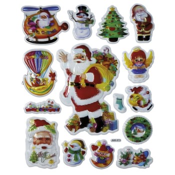 Naklejki wypukłe Mikołaj, helikopter, balon, aniołek, bałwanek, wianek 15szt. 487021 TITANUM