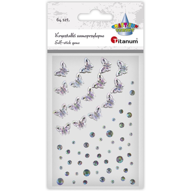 Kryształki samoprzylepne MOTYLE + Kropki (64 sztuki) 627664 24SL0341 TITANUM