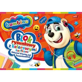 Blok rysunkowy szkolny A4 kolorowy 16 kartek 80g BAMBINO