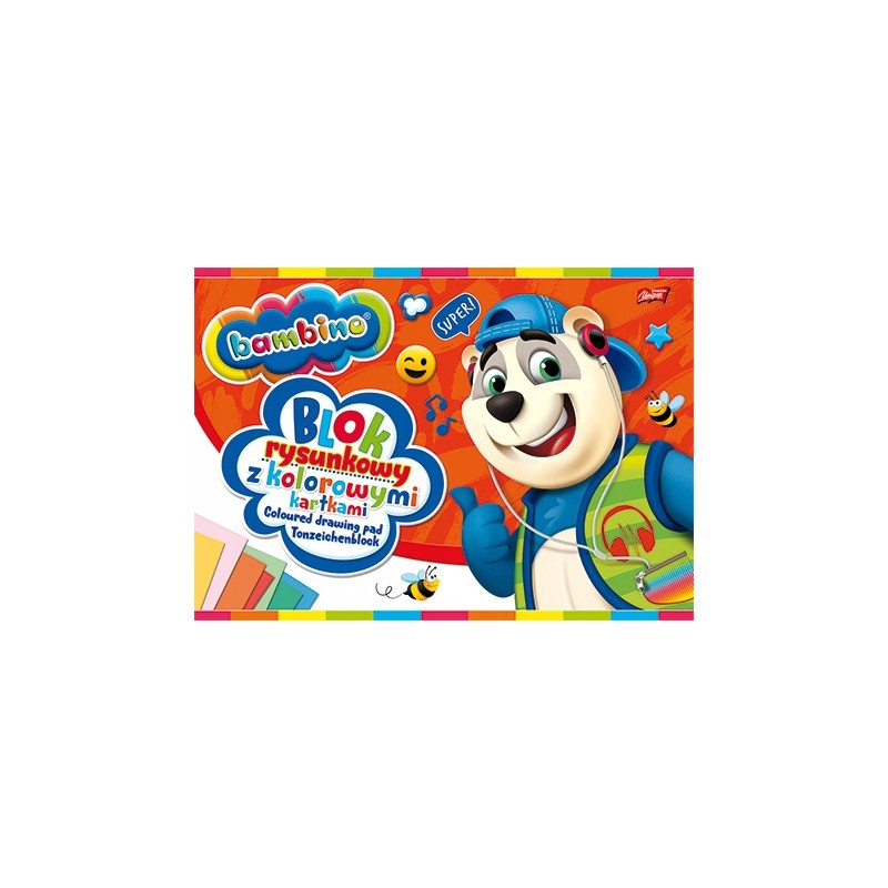Blok rysunkowy szkolny A4 kolorowy 16 kartek 80g BAMBINO