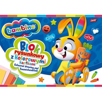 Blok rysunkowy szkolny A4 kolorowy 16 kartek 80g BAMBINO