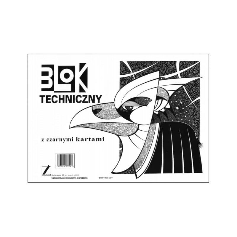 Blok techniczny A4 10k czarne kartki KRESKA