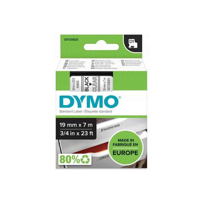 Taśma czarny nadruk na przezroczystym 19mm x 7m DYMO S0720820