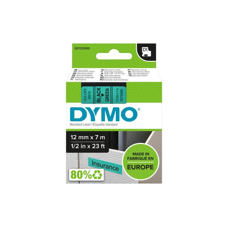 Taśma czarny /zielony 12mm/7m 5045019 DYMO S0720590