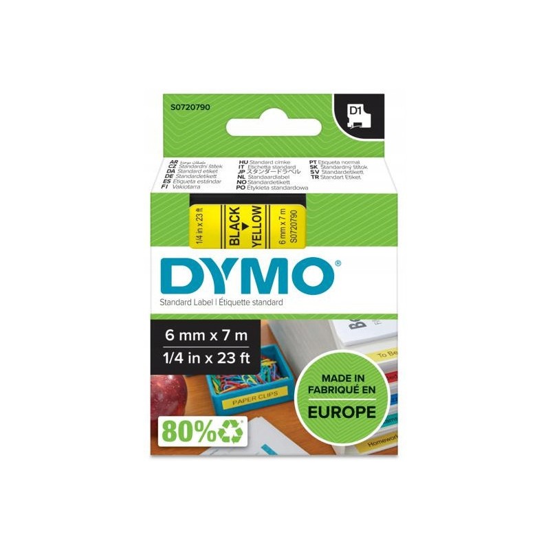 Taśma czarny nadruk na żółtym 6mm x 7m DYMO S0720790
