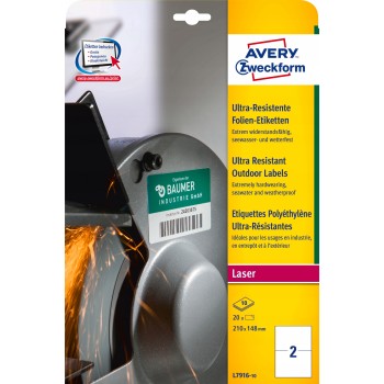 Etykiety ZF A4 210x148mm L7916-10 do użytku zewnętrznego AVERY ZWECKFORM