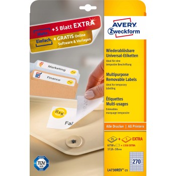 Etykiety A4 białe (25 arkuszy) 17.8x10mm L4730REV-25 AVERY ZWECKFORM