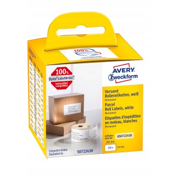 Etykiety wysyłkowe w rolce 220 etyk. 54 x 101 mm, trwałe, białe AS0722430 Avery Zweckform