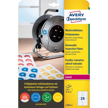 Etykiety inspekcyjne usuwalne 30mm 2480szt. L7804-10 białe AVERY ZWECKFORM