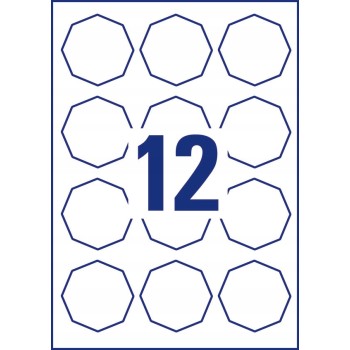 Usuwalne etykiety na przetwory A4 10 ark. 61 x 60,3 mm ośmiokątne białe 5083 AVERY ZWECKFORM