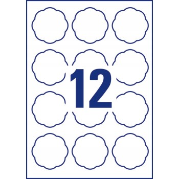 Usuwalne etykiety na przetwory A4 10 ark. 60 x 59,5 mm kształt kwiatu białe 5085 AVERY ZWECKFORM