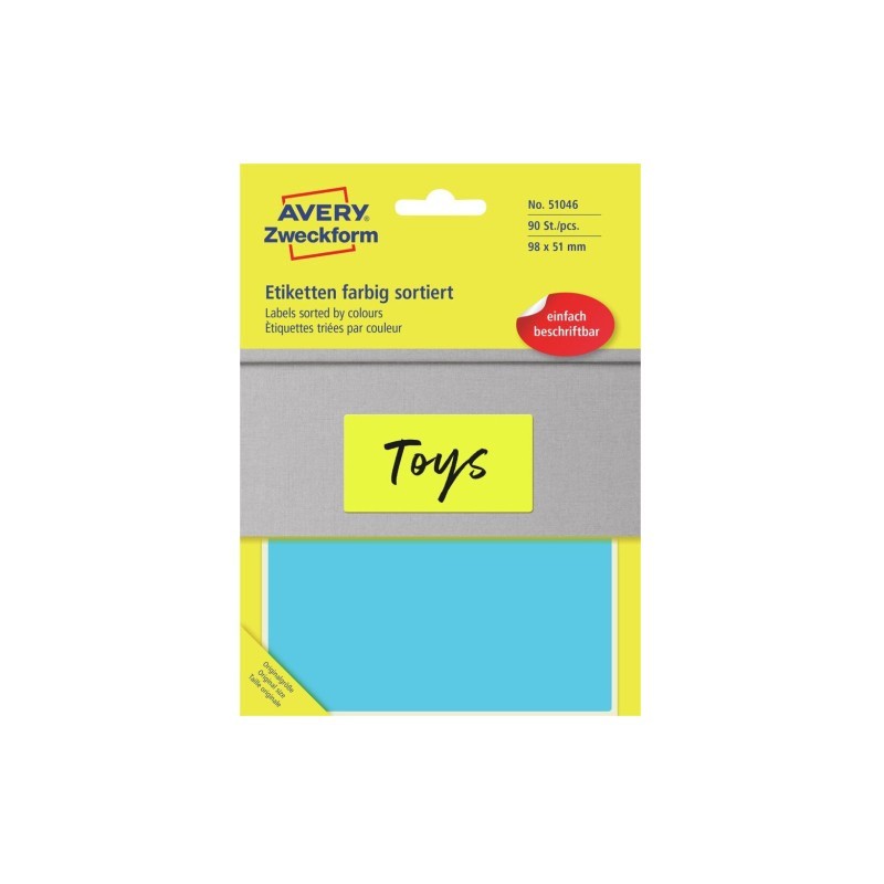 Etykieta w 5 kolorach 98x51mm (30 arkuszy  90 etykiet) do opisu ręcznego 51046 AVERY ZWECKFORM