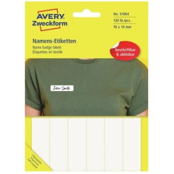 Etykieta identyfikatory imienne 76x19mm(10 arkuszy  120etykiet) Sztuczny jedwab 51064 AVERY ZWECKFORM