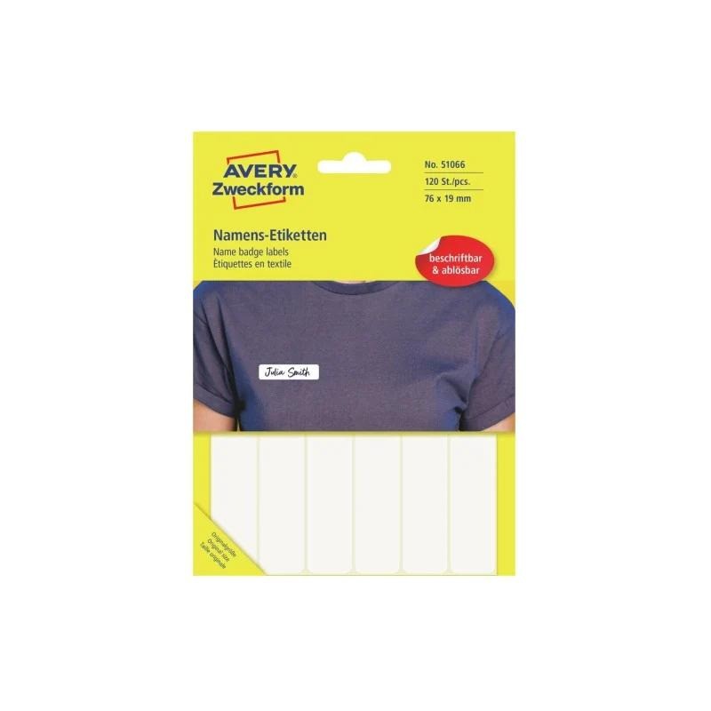 Etykieta identyfikatory imienne 76x19mm(10 arkuszy  120etykiet) białe foliowe 51066 AVERY ZWECKFORM