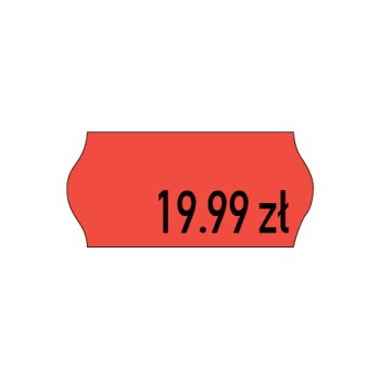 Etykiety cenowe w rolce do metkownicy jednorzędowej, 26x12 mm, (6 sztuk) czerwone neon faliste, trwały klej METO M30014351