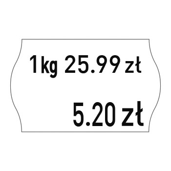 Etykiety cenowe w rolce do metkownicy dwurzędowej, 26x16 mm, (6 sztuk) białe faliste, trwały klej METO M30014334