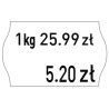 Etykiety cenowe w rolce do metkownicy dwurzędowej, 26x16 mm, (6 sztuk) białe faliste, trwały klej METO M30014334