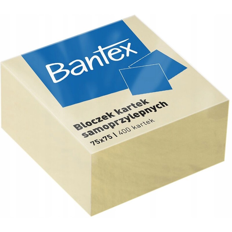 Karteczki samoprzylepne bloczek 75x75mm 400 kartek żółty 400086401 BANTEX