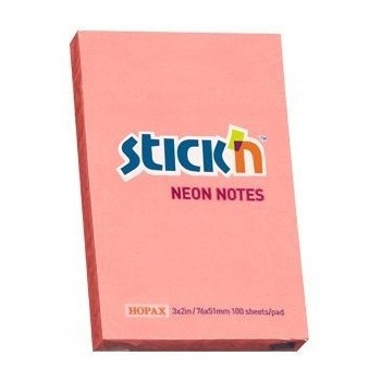 Bloczek STICK"N 76x51mm różowy neon 100k 21162 STICK"N