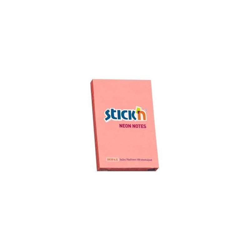 Bloczek STICK"N 76x51mm różowy neon 100k 21162 STICK"N