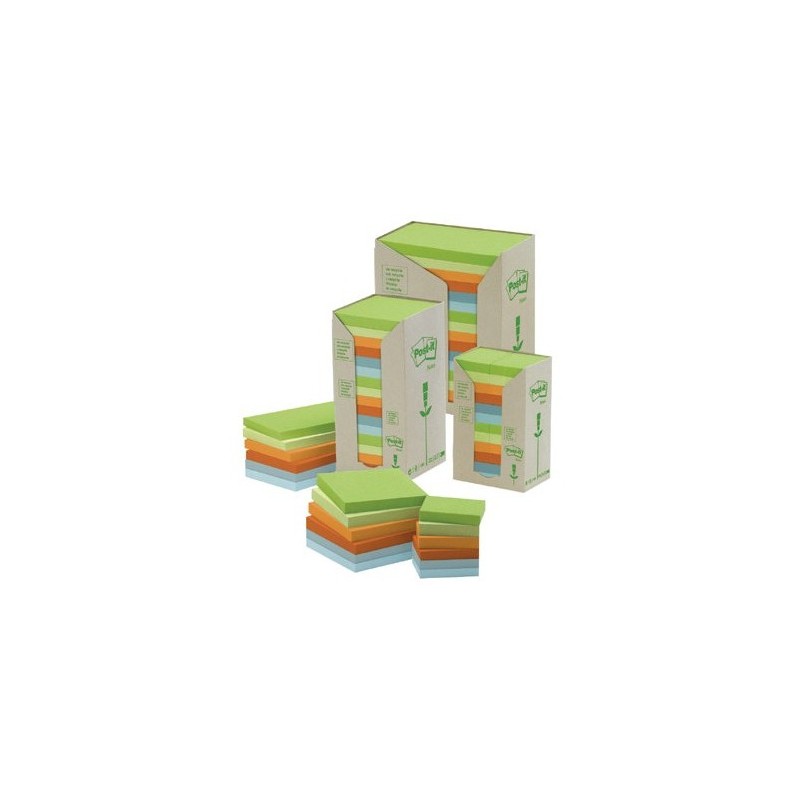 Bloczek samoprzylepny 127x76mm 100k (16szt) pastelowy EKO POST-IT 655-1RPT FT510110370 3M