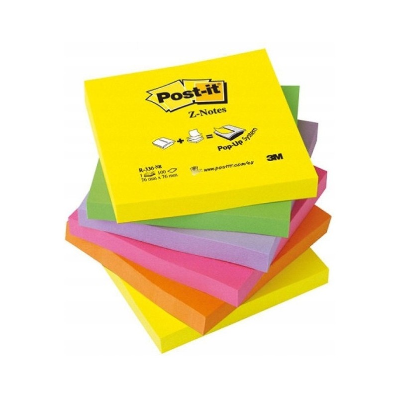 Bloczek samoprzylepny 76x76mm 100k neonowe (6szt) POST-IT Z-Notes R330-NR UU009543198 3M