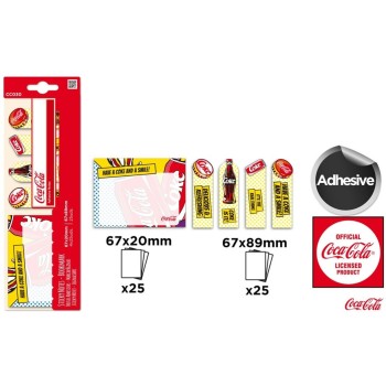 Bloczek samoprzylepny 67x89mm 25k + zakładki indeksujące 67x20mm 25k (4szt) COCA-COLA CC030 MP Poland