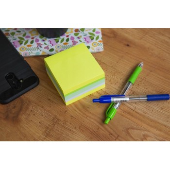 Bloczek samoprzylepny 75x75mm 400k mix kolorów neon cytrus D.RECT (110624)