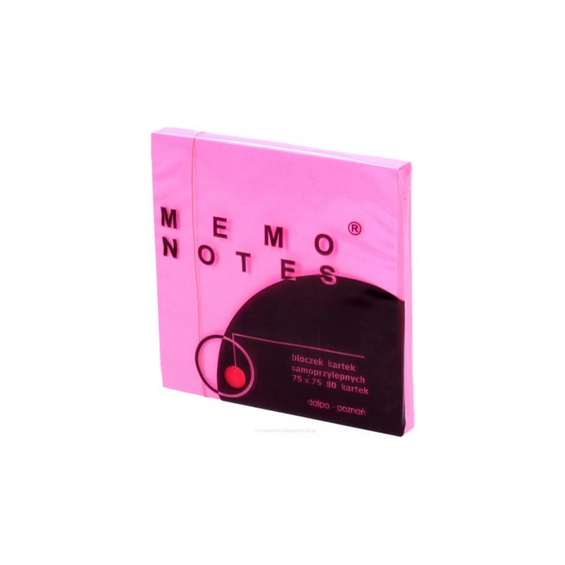 Bloczek samoprzylepny 75x75mm 80k różowy intenssywny MEMO DALPO