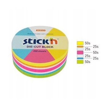 NOTES KOŁO, 61X70MM, MIX 5 KOL. NEON+BIAŁY, 250KART. 21830