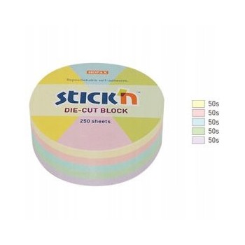 NOTES KOŁO, 67X67MM, MIX 5 KOL. PASTELOWYCH, 250KART. 21829