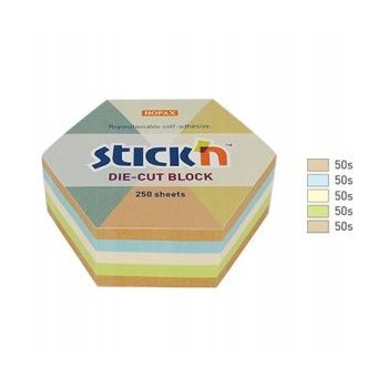 NOTES SZEŚCIOKĄT, 61X70MM, MIX 5KOL.PASTEL+RECYKLING 250KART. 21828