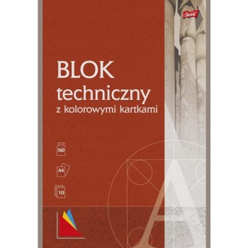 Blok techniczny szkolny A4 kolorowy 10 kartek 160g UNIPAP